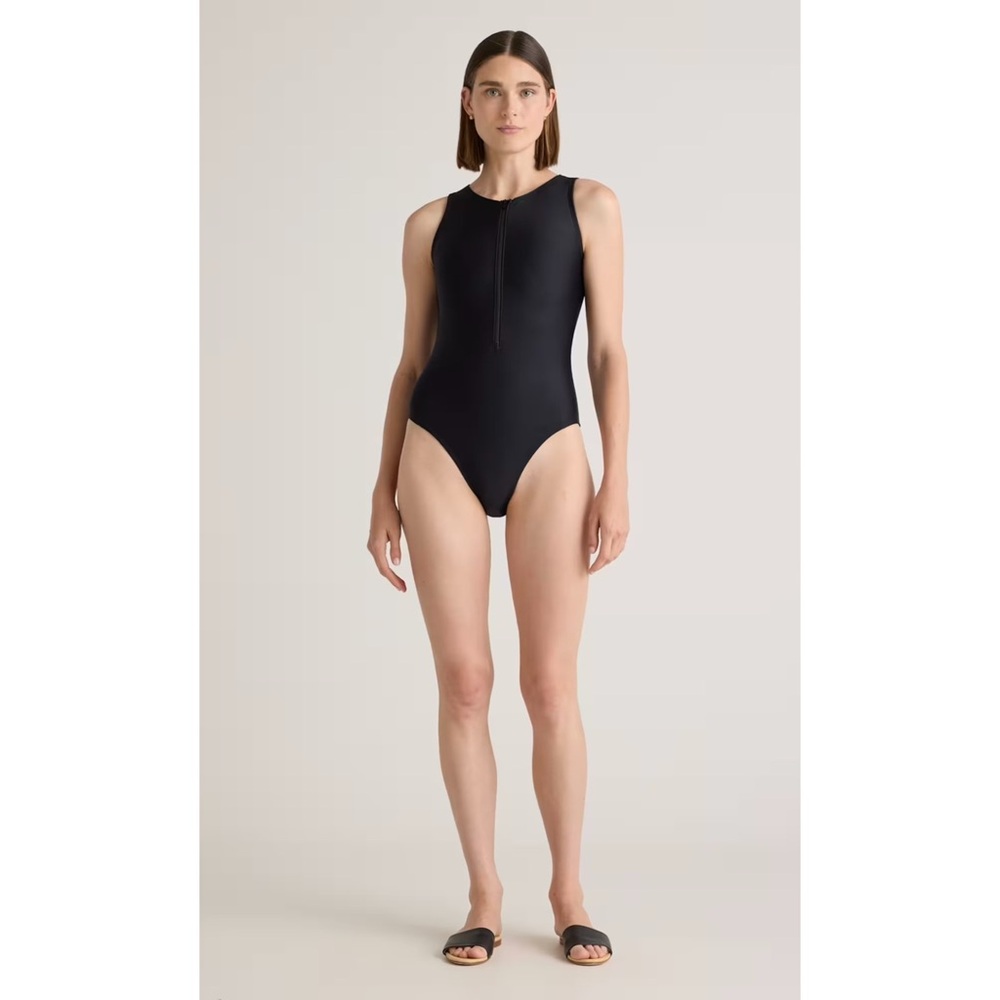 Quince Italian Zip-Front One-Piece Swimsuit - Size Medium